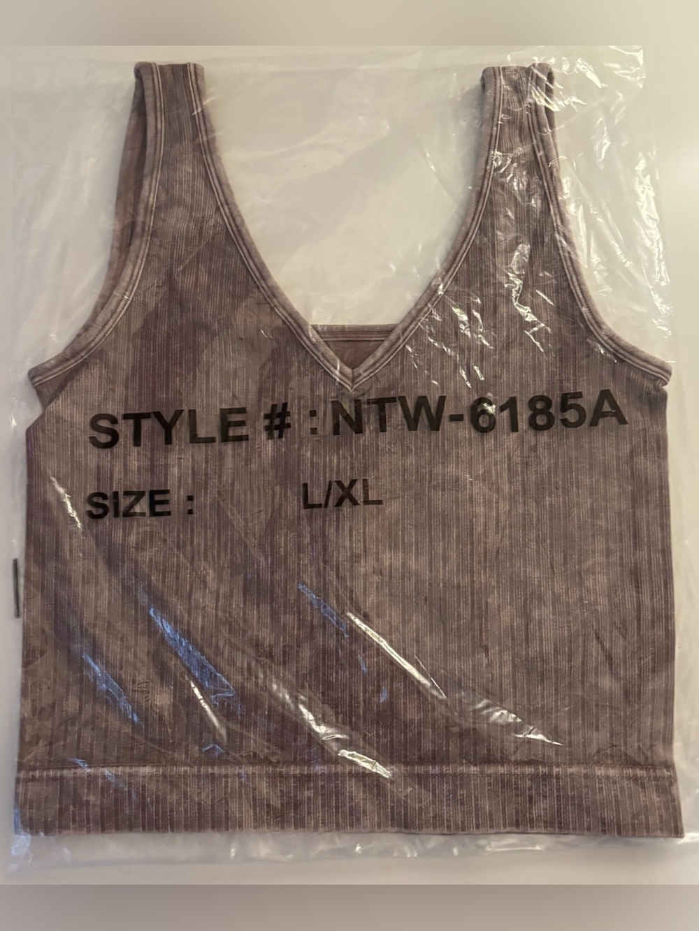 Zenana Washed Ribbed Cropped Tank Top in S/M & L/ XL in Mocha - Picture 5 of 6